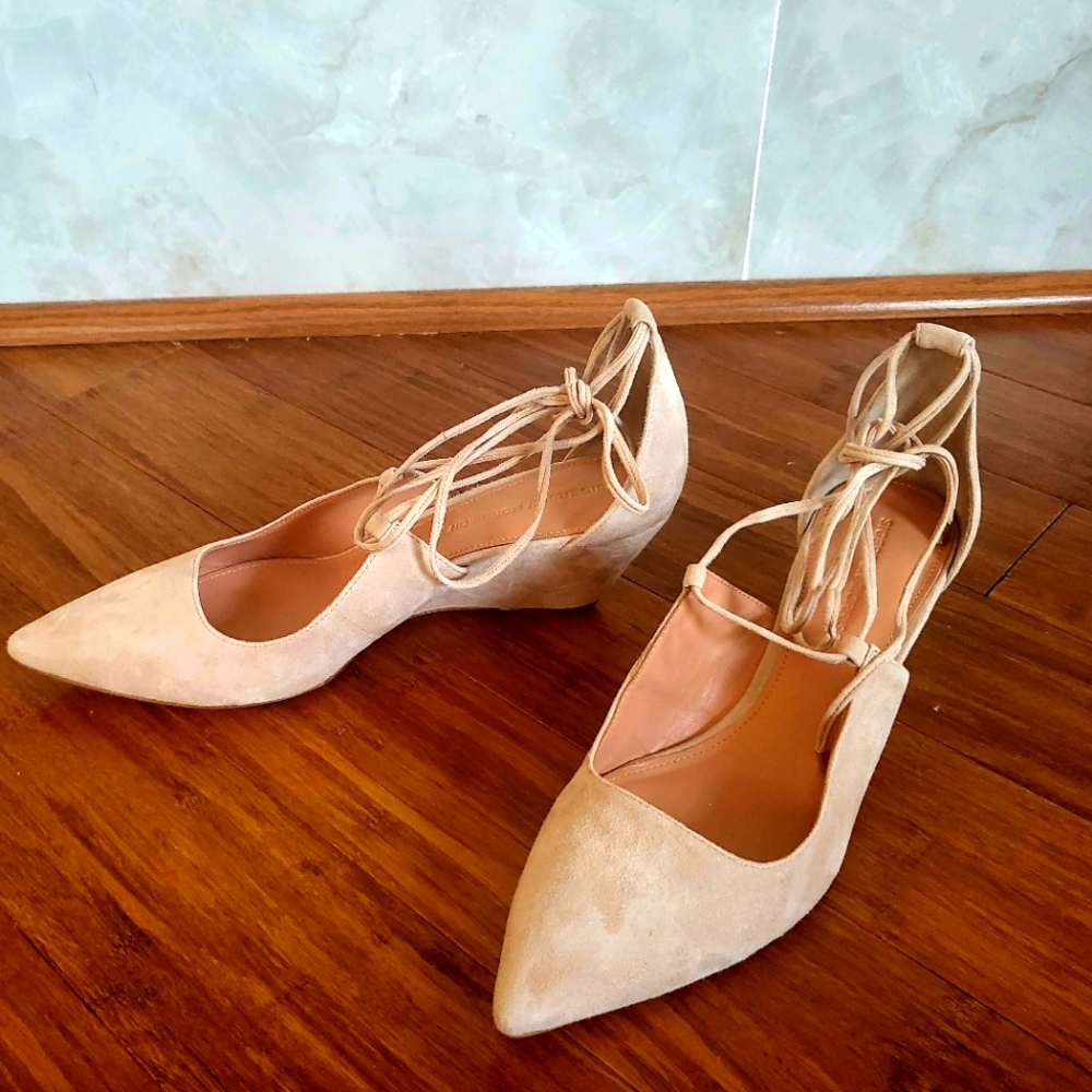 Sigerson Morrison Wynn Nubuck Leather Lace-up Wedges - Size 9.5 - Never Worn